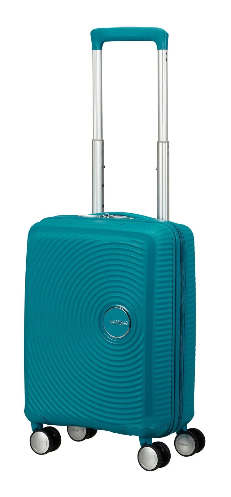 American Tourister Soundbox Mini – Kinderkoffer Handgepäck 47 cm | 22 L Hartschale, 4 Rollen, Blau (Deep Teal)