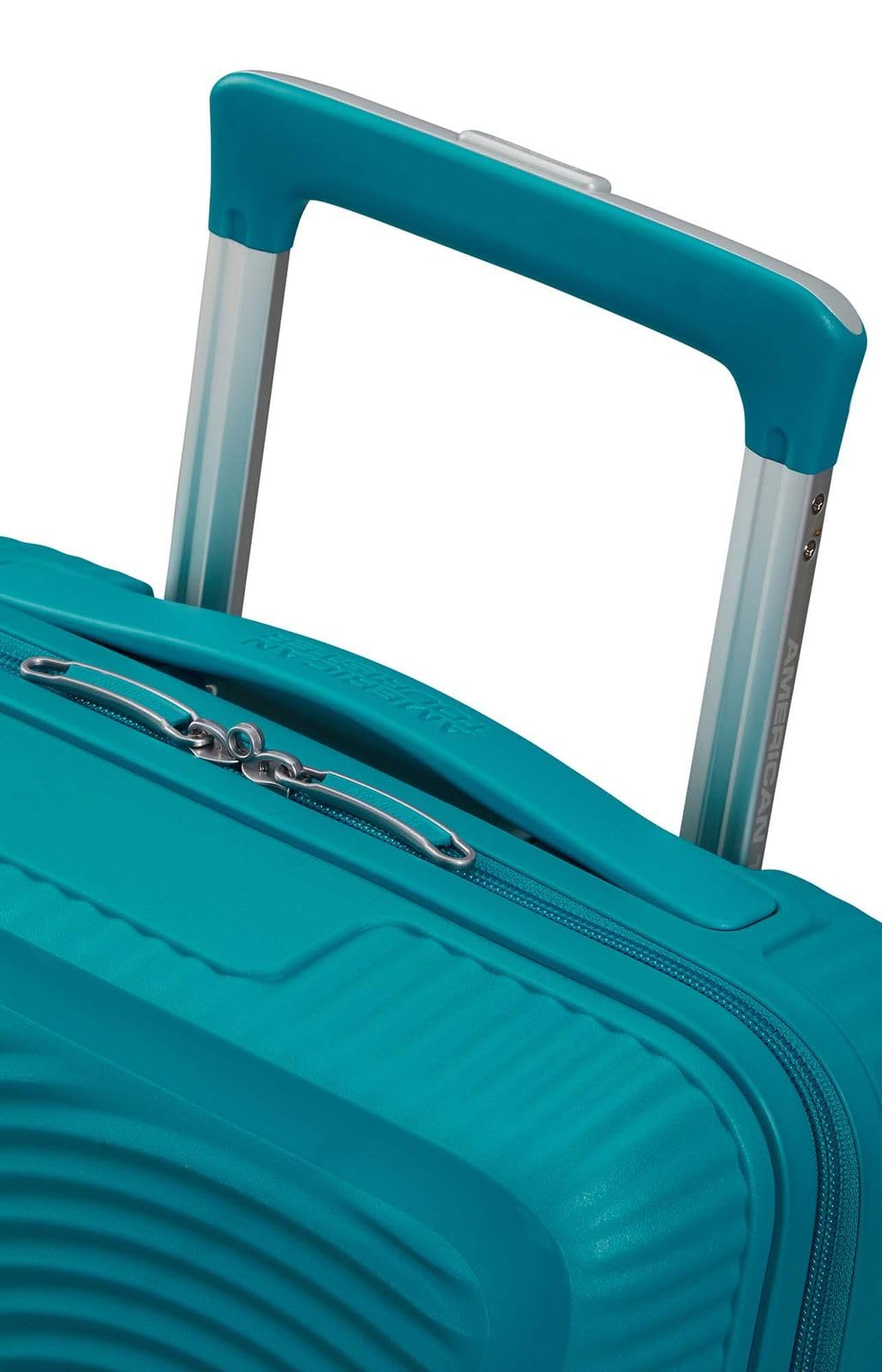 American Tourister Soundbox Mini – Kinderkoffer Handgepäck 47 cm | 22 L Hartschale, 4 Rollen, Blau (Deep Teal)
