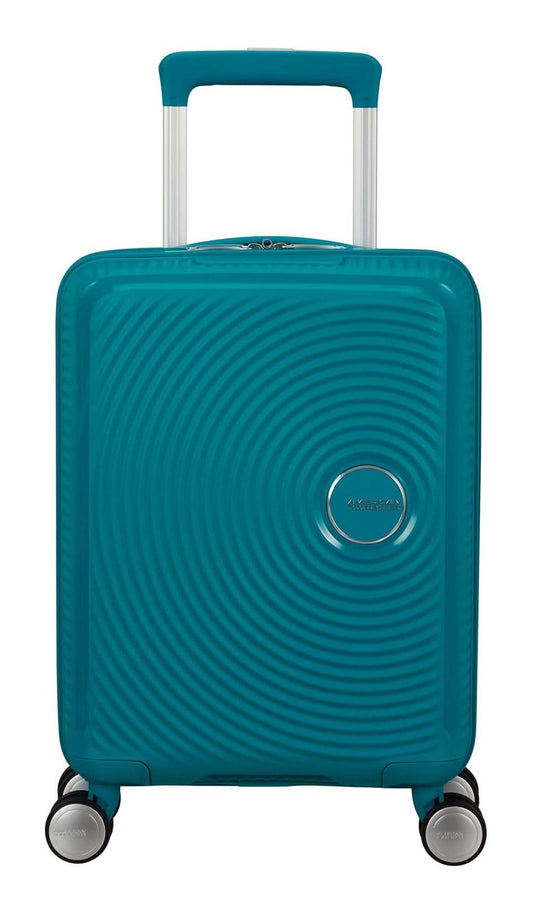 American Tourister Soundbox Mini – Kinderkoffer Handgepäck 47 cm | 22 L Hartschale, 4 Rollen, Blau (Deep Teal)